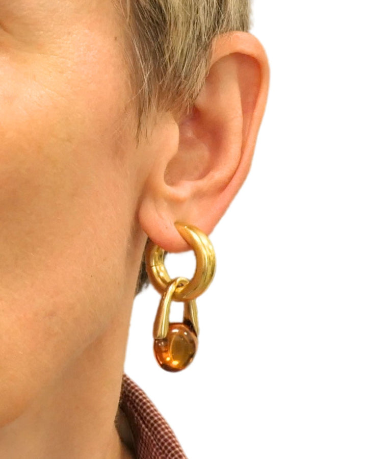 Vintage Pomellato 18k Gold Citrine Earrings Detachable Drop