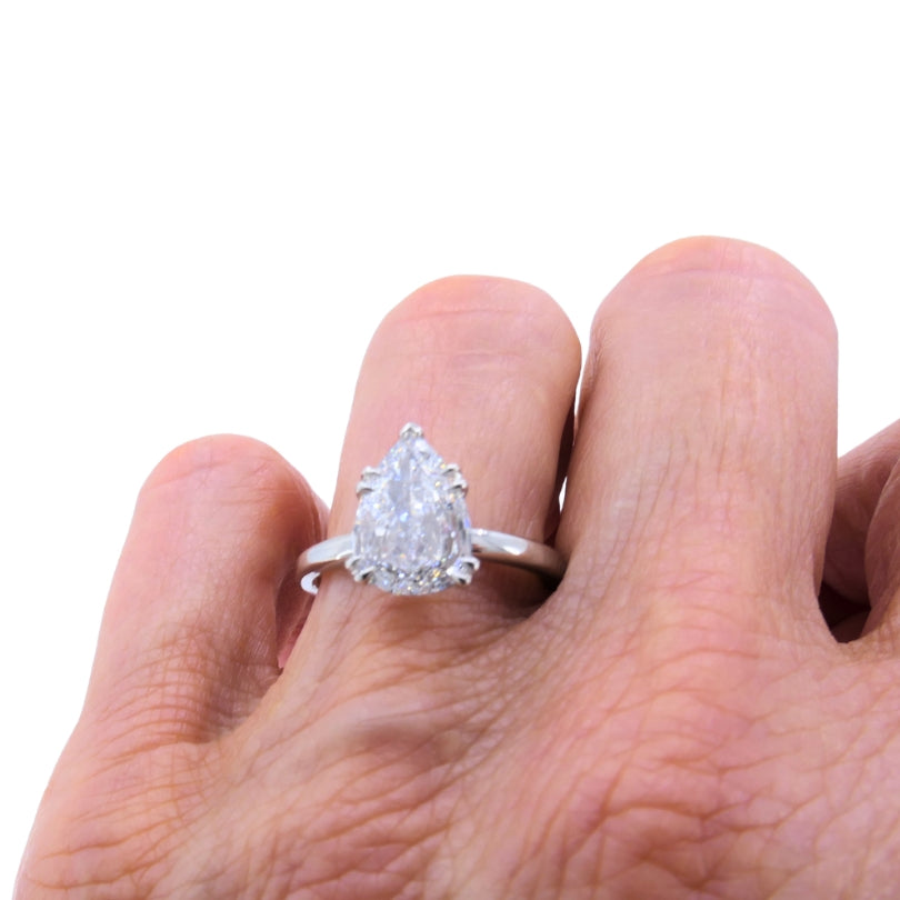 Pear Shaped Diamond Platinum Engagement Ring 1.71 carat GIA D VS2