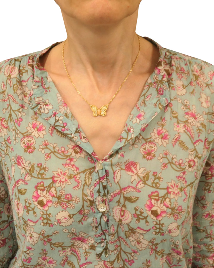 Van Cleef & Arpels Butterfly Necklace Diamond Coral 18k Gold