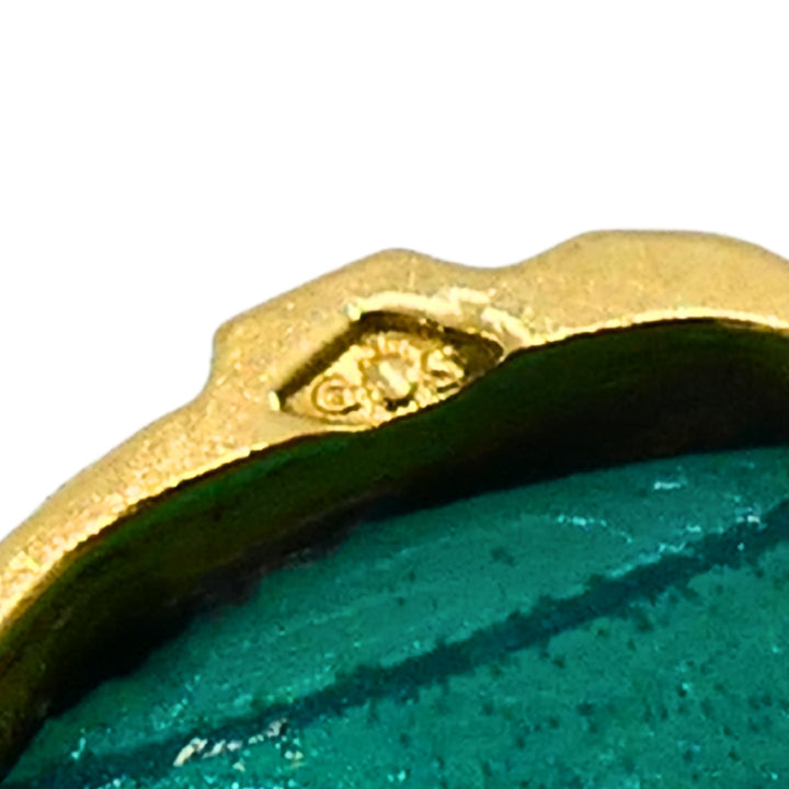 1980s Mauboussin Paris 18k Gold Malachite Pendant Necklace