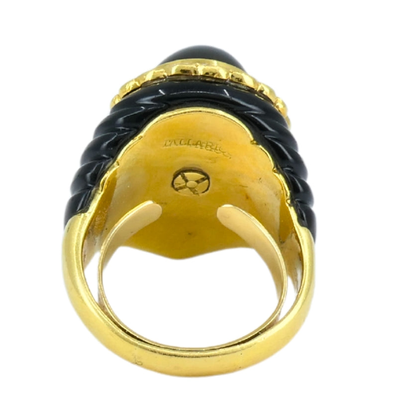 Vintage Tallarico 18k Gold Onyx Ring Diamond Estate Jewelry