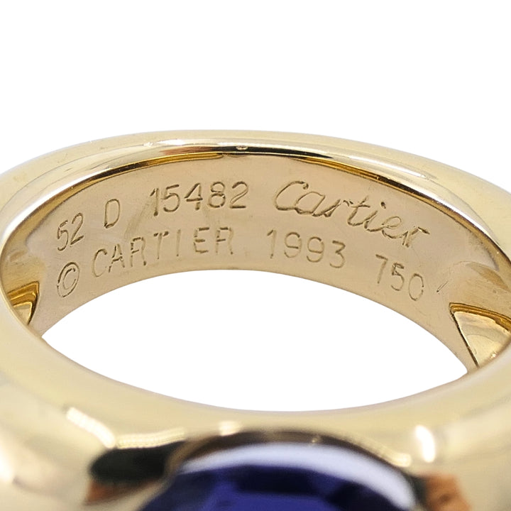 Vintage Cartier Ellipse 18k Gold Iolite Ring, 1993