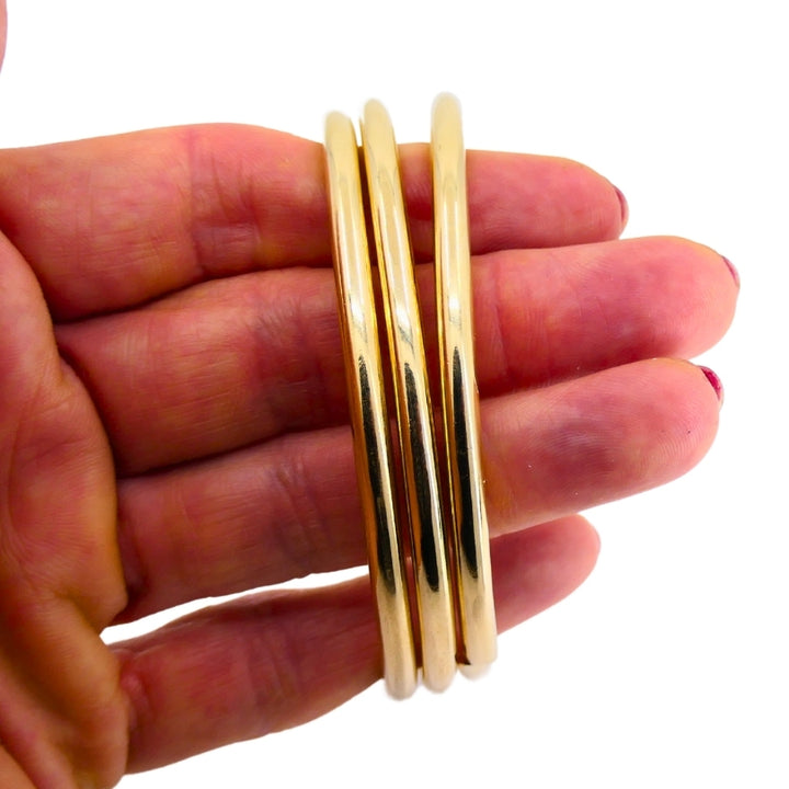 Vintage Cartier Set of Three Bangle Bracelets 14k Gold Estate Jewelry
