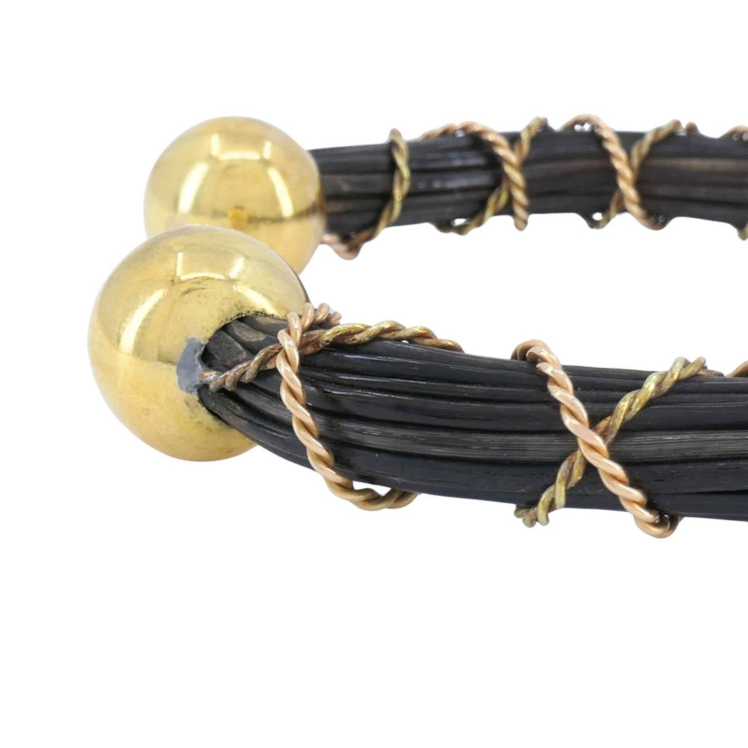 Vintage 18k Yellow and Rose Gold Elephant Hair Cuff Bracelet, Circa 1970s