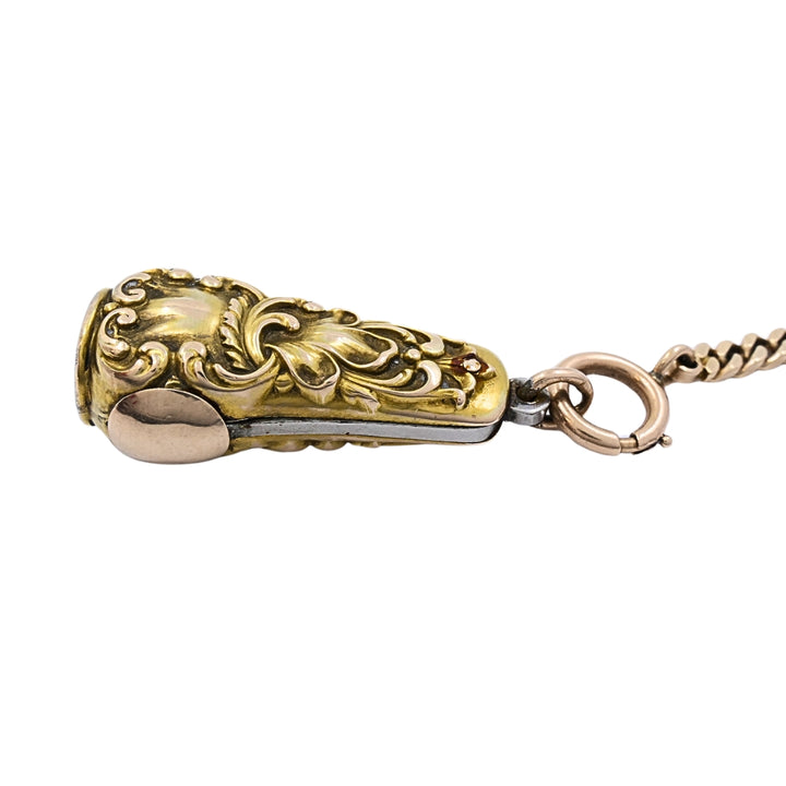 Antique 10k Gold Cigar Cutter Pendant 10k Gold Watch Chain Necklace