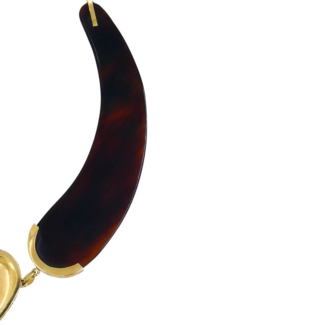 Vintage Italian 18k Gold Heart Tortoise Collar Necklace