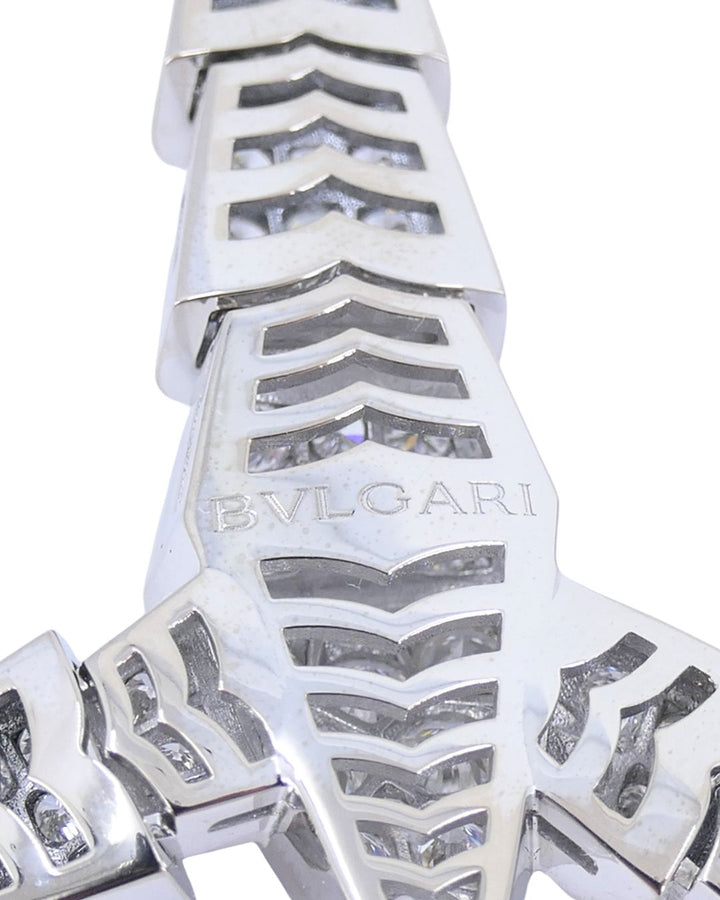 Bvlgari Bulgari Serpenti Viper Necklace 18k White Gold Diamond Drop Necklace Original Box