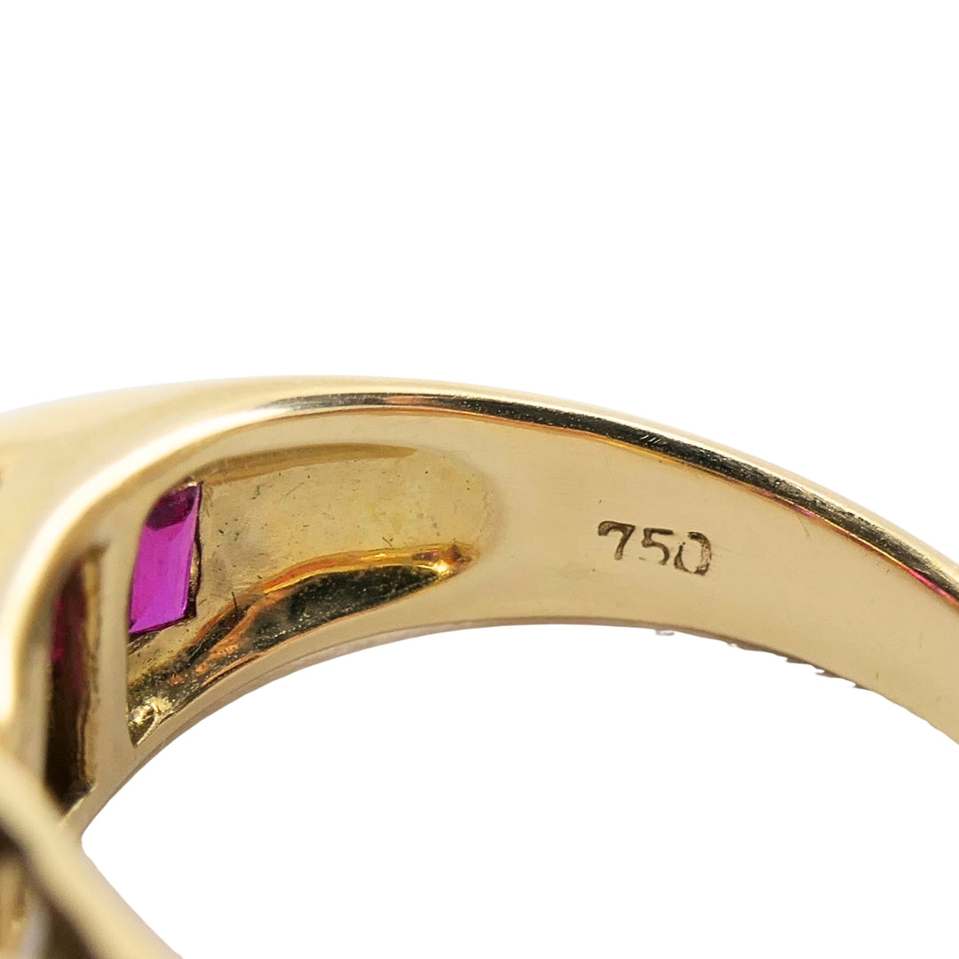 Tiffany & Co. 18k Gold Ruby Baguette Curved Band Ring, Size 5.5