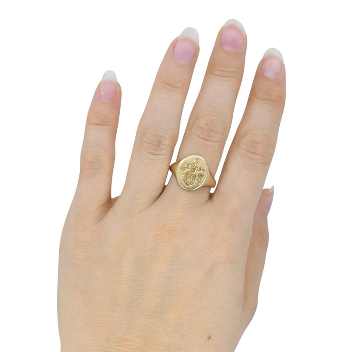 Rebus 14k Yellow Gold Heraldic Coat of Arms Signet Ring, London