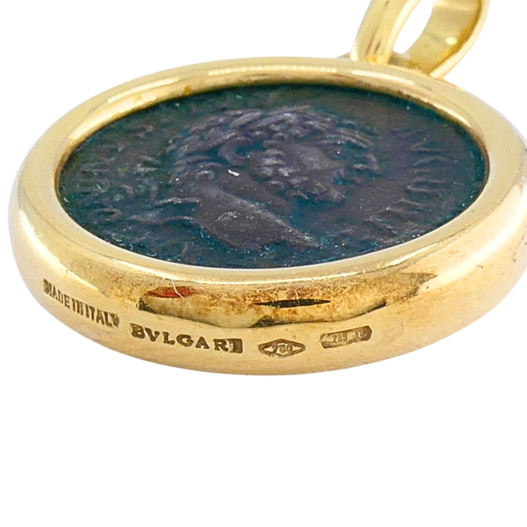 Bvlgari Monete Ancient Roman Coin Pendant 18k Gold, Caracalla AD 211-217