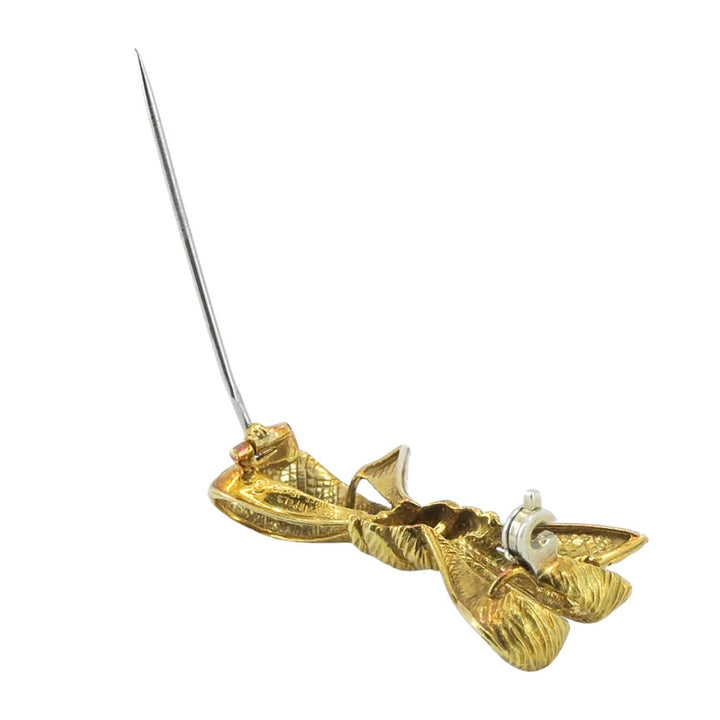Vintage Van Cleef & Arpels French 18k Yellow Gold Textured Bow Brooch