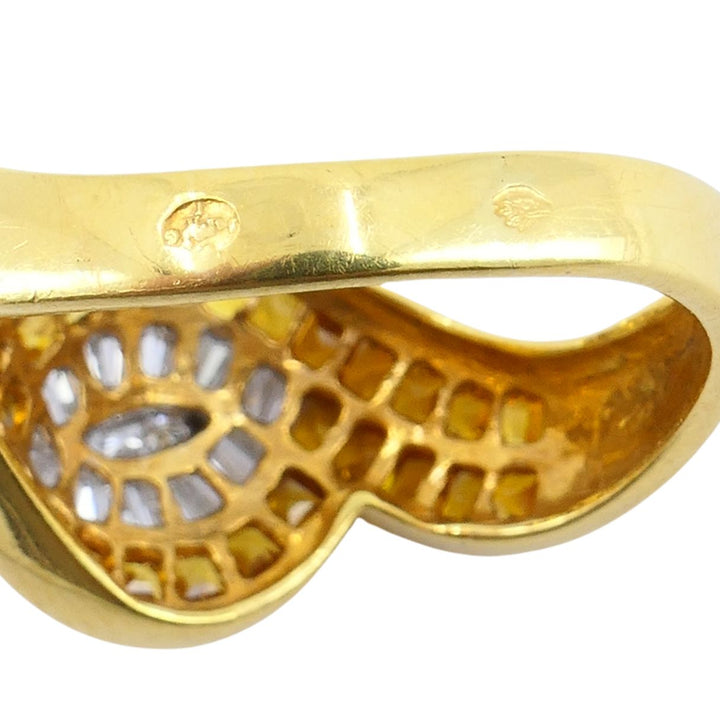Vintage French 18k Gold Diamond Citrine Ring