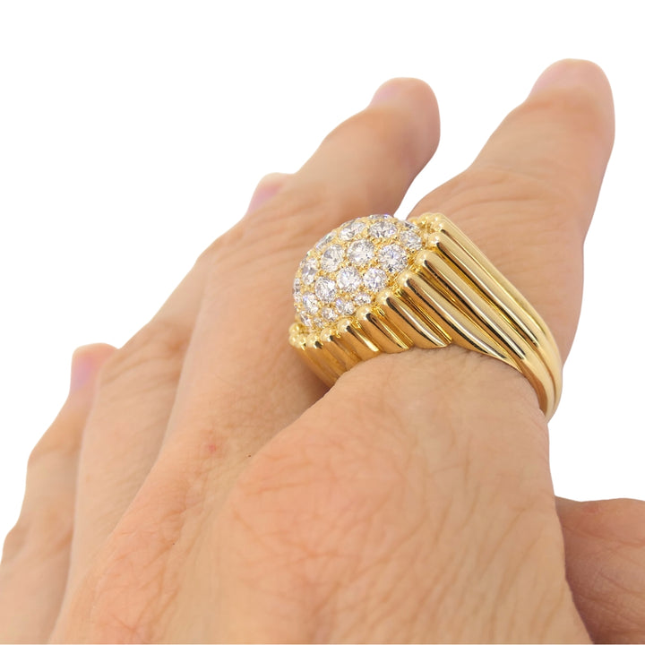 Mikimoto Diamond Ring 18k Gold Cocktail Ring