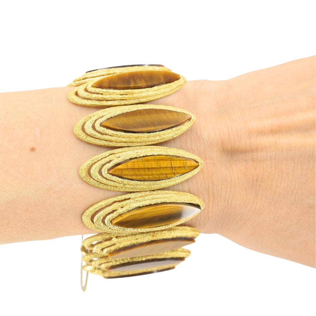 Vintage Kutchinsky Tiger’s Eye Bracelet 18k Gold
