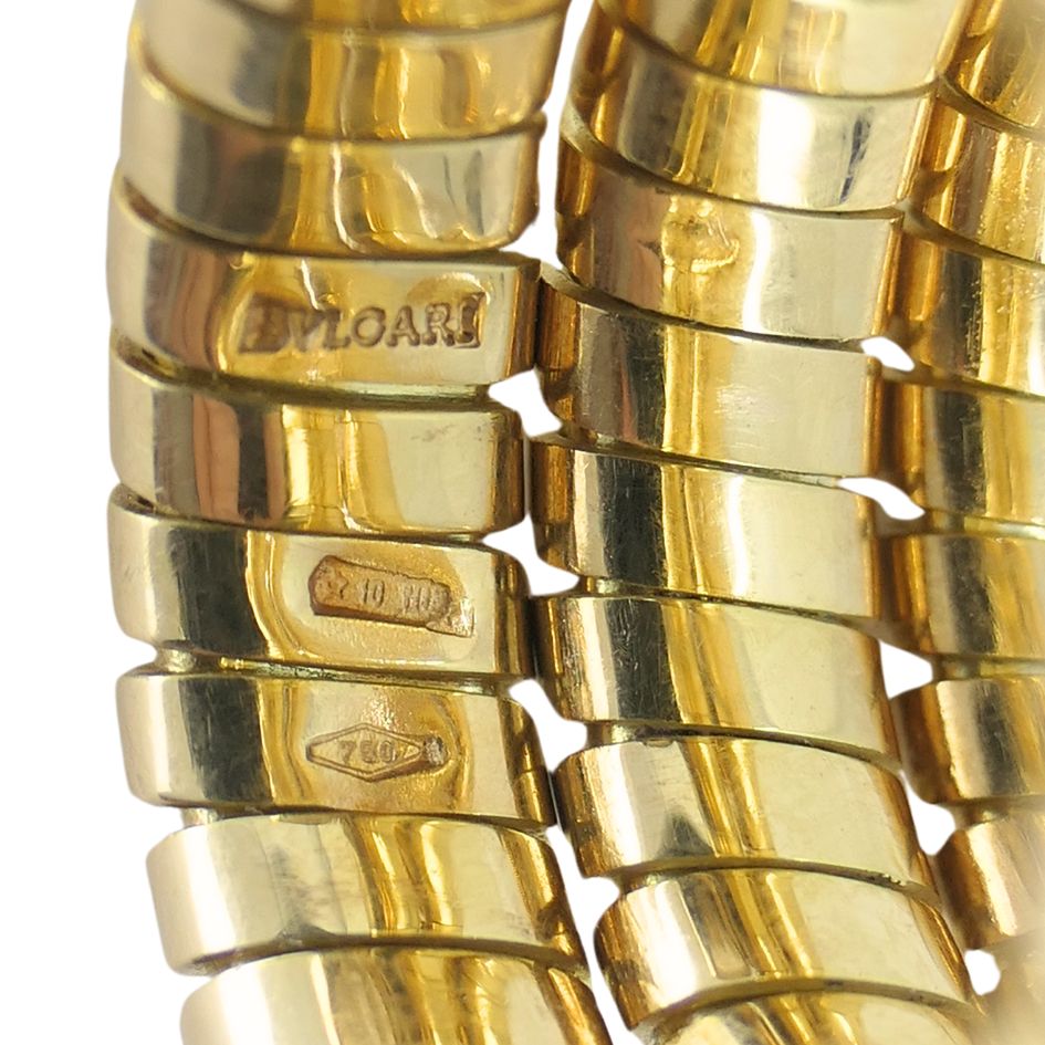 Vintage Bulgari Serpenti Tubogas 18k Gold Diamond Ring