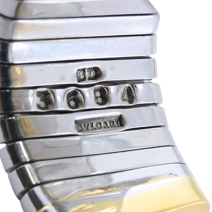Bvlgari 18k Yellow Gold & Steel Tubogas Pyramid Hoop Earrings