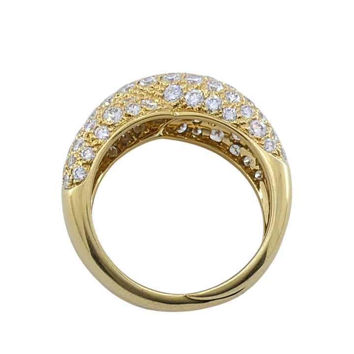 Van Cleef & Arpels 18k Gold Pavé Diamond Bombé Crossover Ring