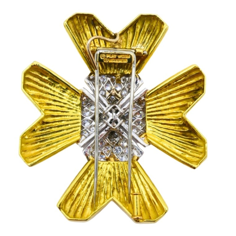 David Webb Necklace Sautoir Chain Oval Links 18k Gold Platinum Diamond Brooch