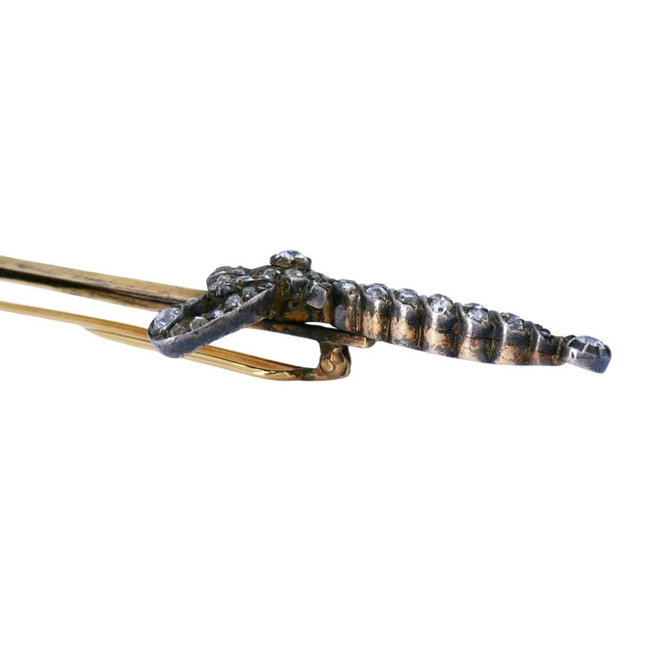 Antique 14k gold Silver Diamond Sword Brooch, circa 1900