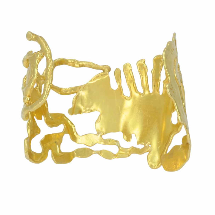 Vintage Jean Mahie 22k Gold Sculptural Cuff Bracelet