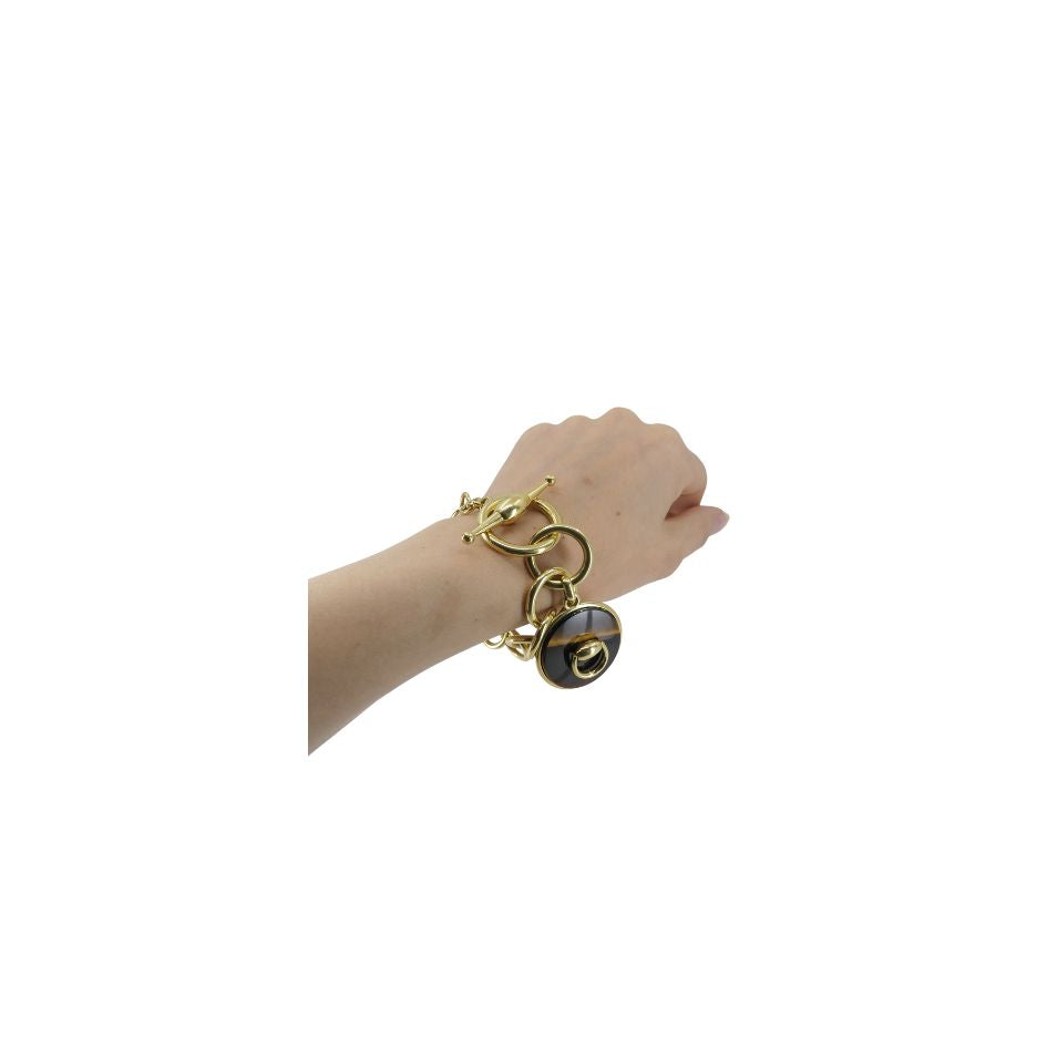 Vintage Gucci Italian 18k Gold Tiger's Eye Bracelet