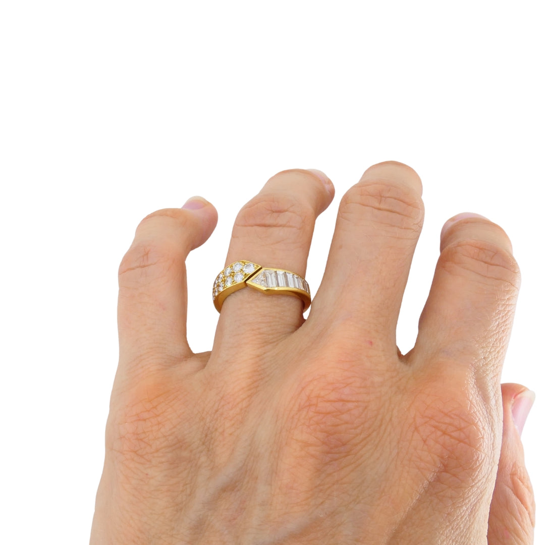 Van Cleef & Arpels 18K Gold Diamond Bypass Ring