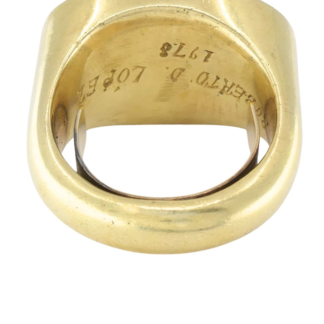 Vintage 1978 Egyptian Revival 18k Gold Signet Ring