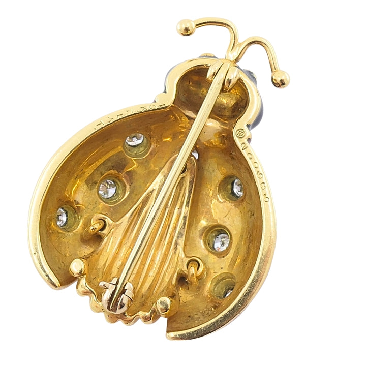 Oscar Heyman 18k Gold Diamond Enamel Ladybug Brooch