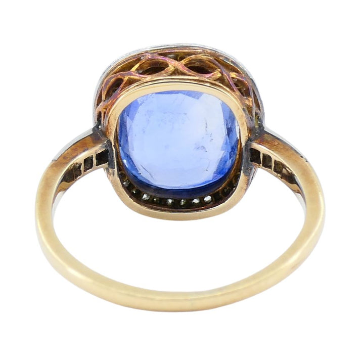 Edwardian Sapphire Diamond Platinum Gold Ring
