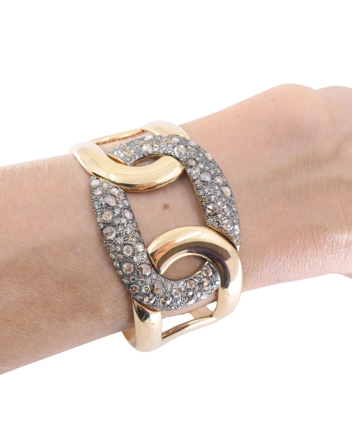 Pomellato Tango 18k Rose Gold Bracelet Brown Diamond Cuff