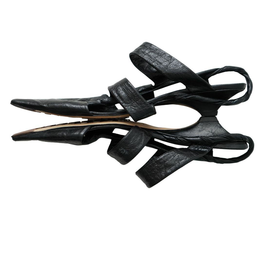 Bottega Veneta Black Nappa Leather Strappy Sandals 39