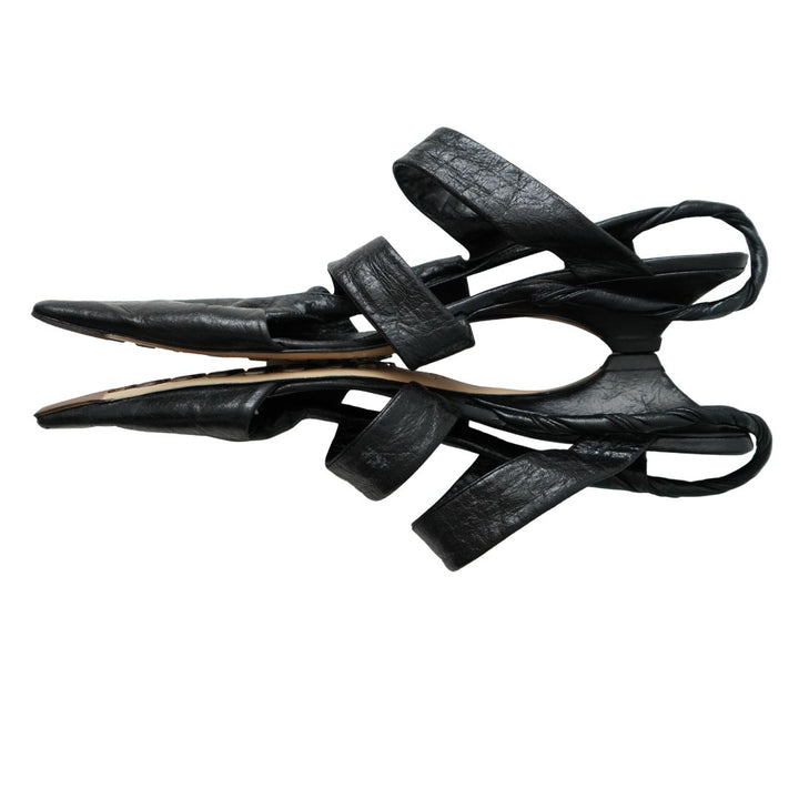 Bottega Veneta Black Nappa Leather Strappy Sandals 39