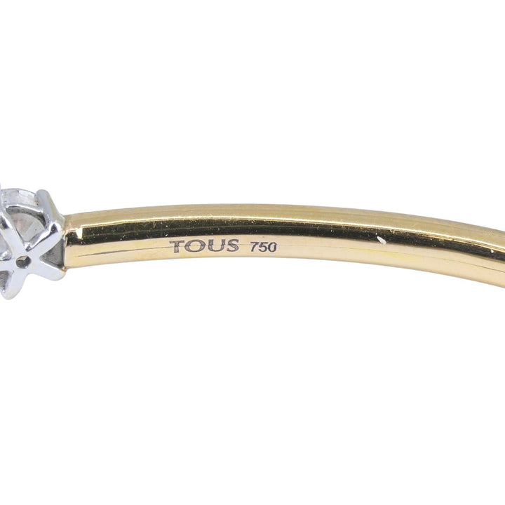 TOUS 18k Yellow Gold Diamond Open Cuff Bracelet