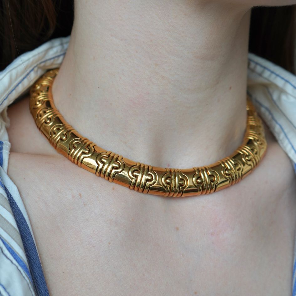 Vintage Bvlgari Bulgari 18k Gold Parentesi Necklace
