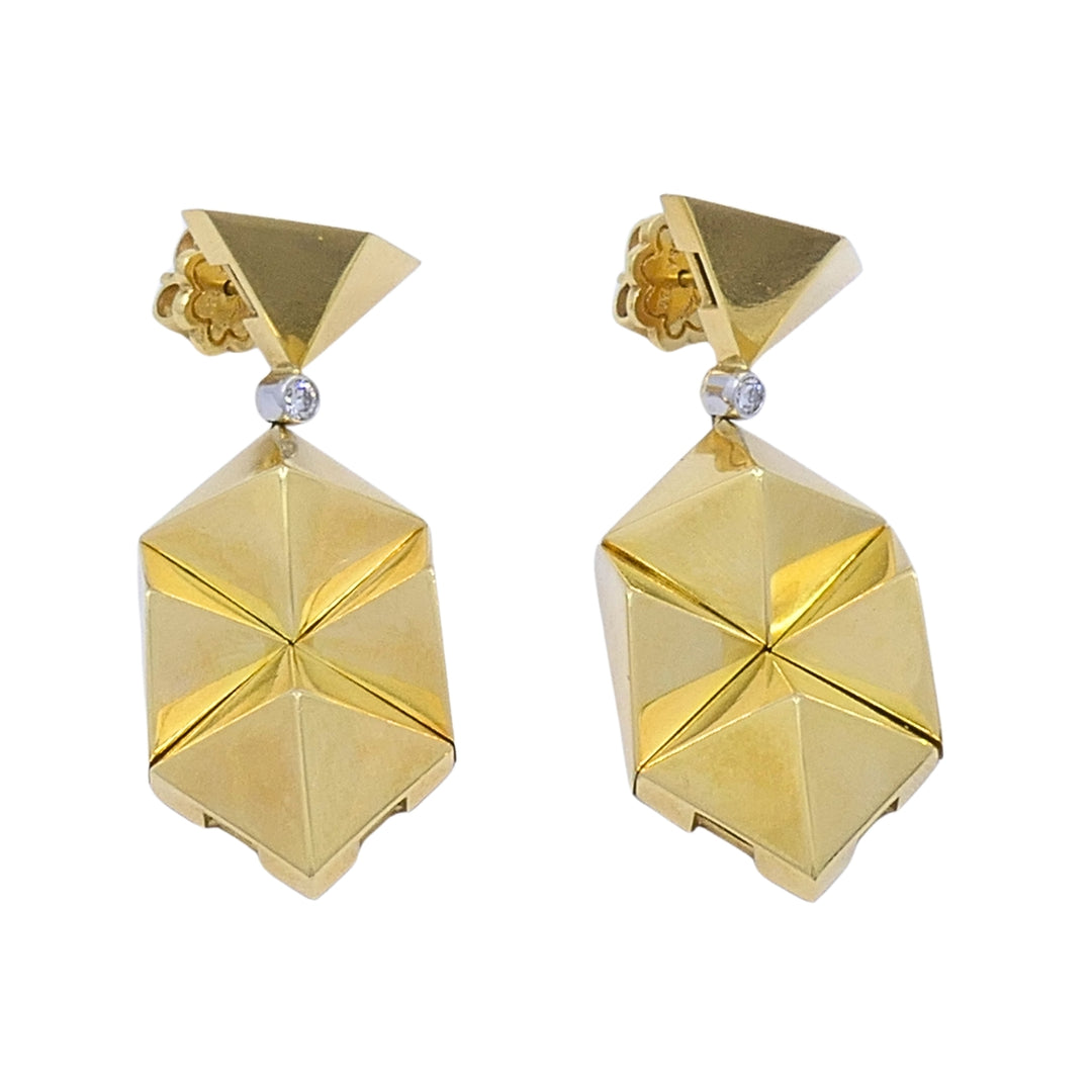 Aletto Brothers Apennines 18k Gold Diamond Pyramid Drop Earrings