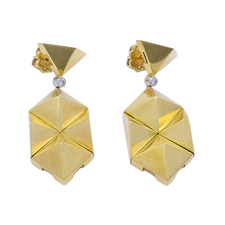 Aletto Brothers Apennines 18k Gold Diamond Pyramid Drop Earrings