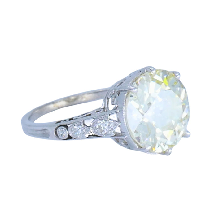 Art Deco Engagement Ring Old European Cut Diamond Platinum Ring Solitaire