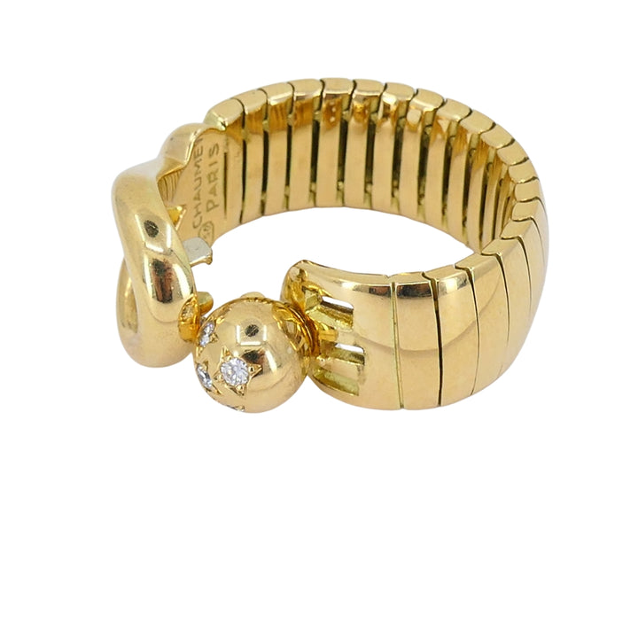 Vintage Chaumet Paris 18k Gold Buckle Ring Diamonds