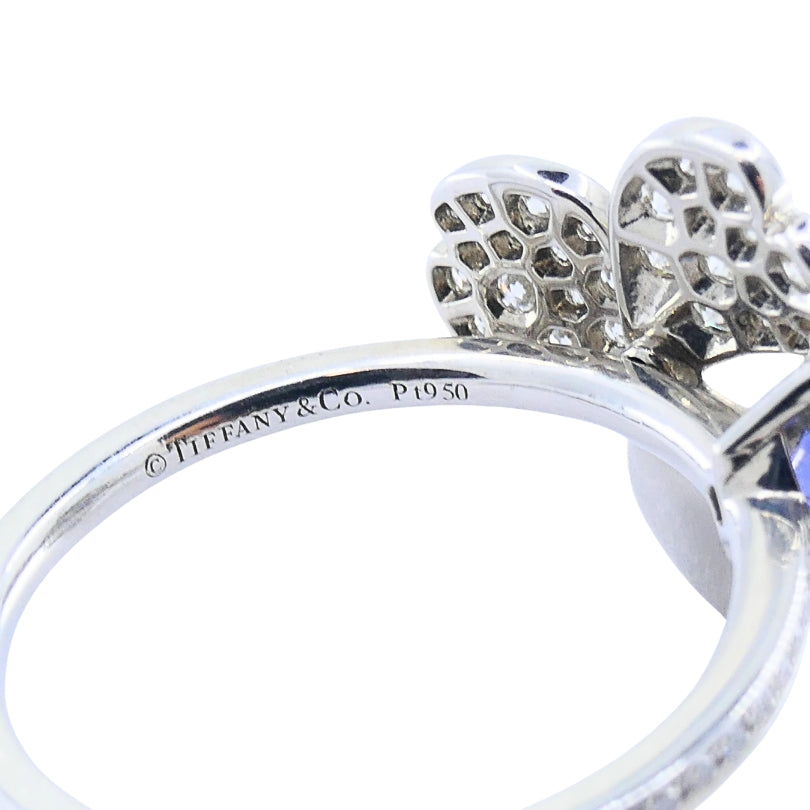 Tiffany & Co. Platinum Paper Flower Ring Tanzanite Diamonds