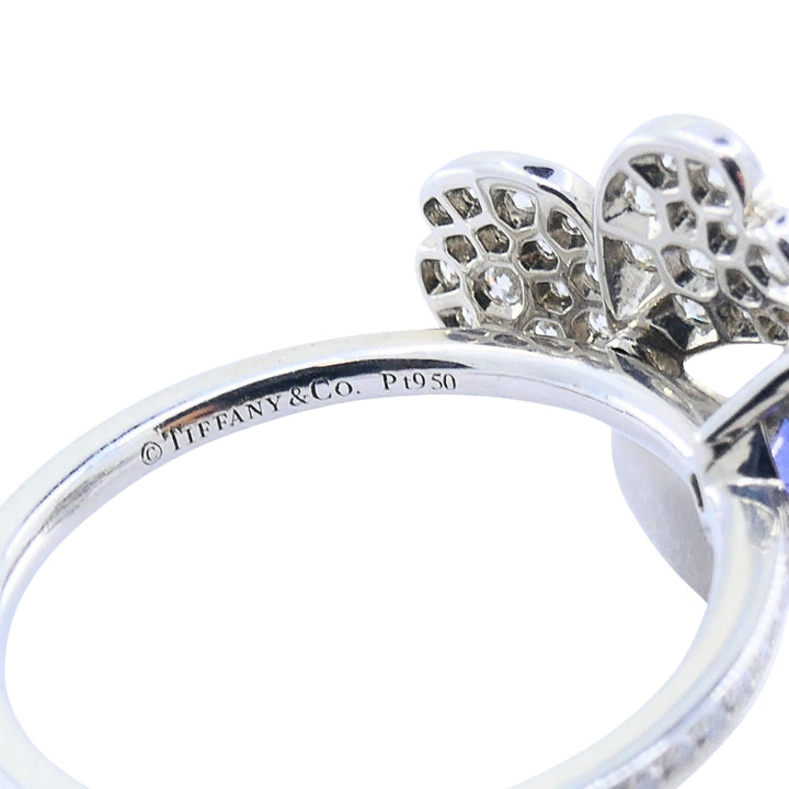 Tiffany & Co. Platinum Paper Flower Ring Tanzanite Diamonds
