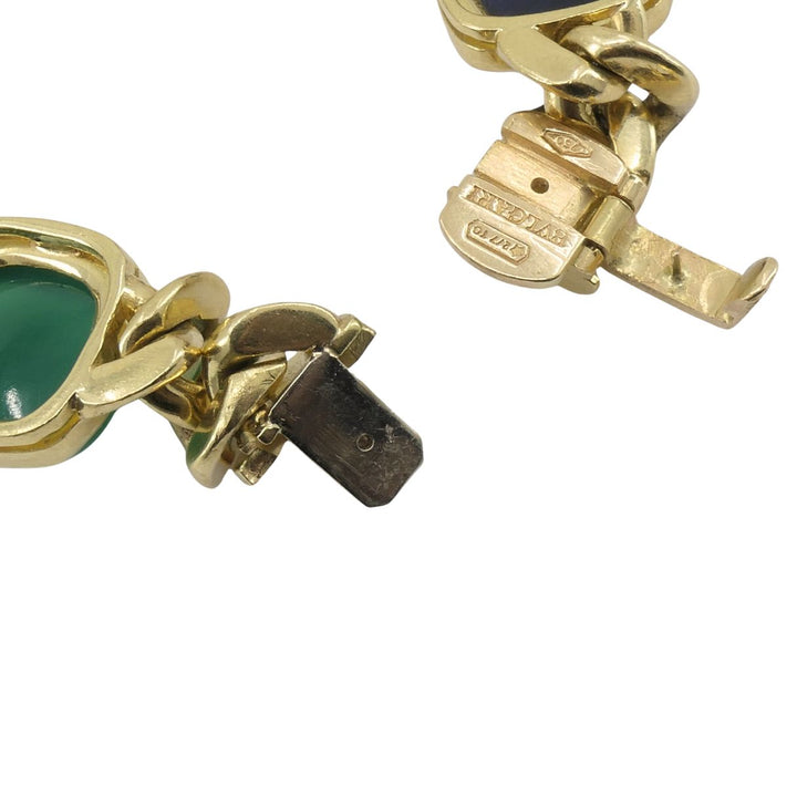 Vintage Bvlgari 18k Gold Curblink Sugarloaf Gemstones Bulgari Bracelet