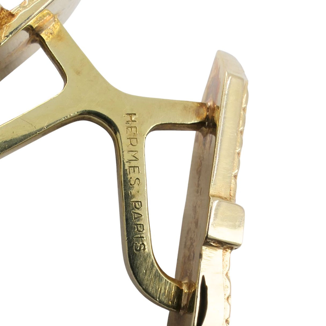 Vintage Hermès Paris 18k Gold Equestrian Cufflinks Horsebit Stirrup Belt Buckle