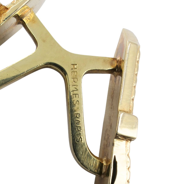 Vintage Hermès Paris 18k Gold Equestrian Cufflinks Horsebit Stirrup Belt Buckle