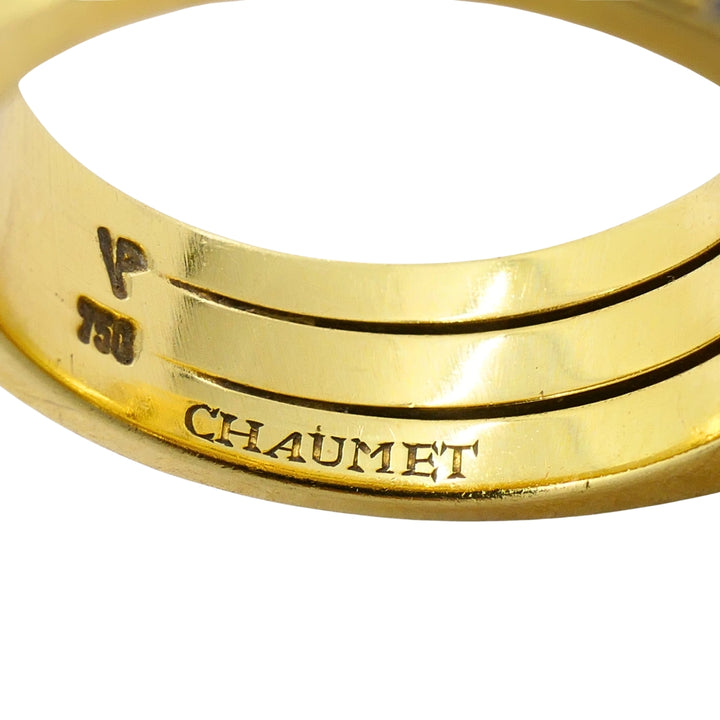 Chaumet 18k Gold Emerald Cut Baguette Diamond Cocktail Ring