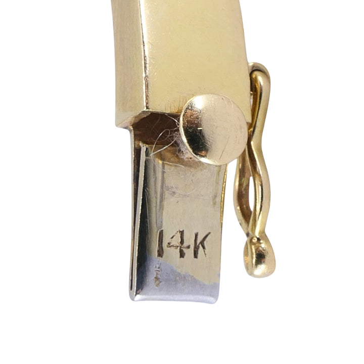 Vintage 14k  Gold Diamond Bangle Bracelet, Hinged Oval Design
