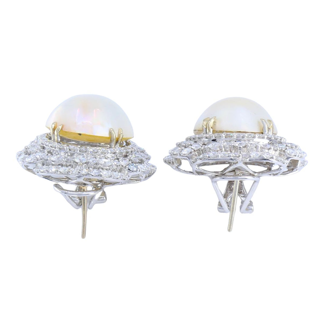 HANA 18K White Gold Mabe Pearl Diamond Drop Earrings