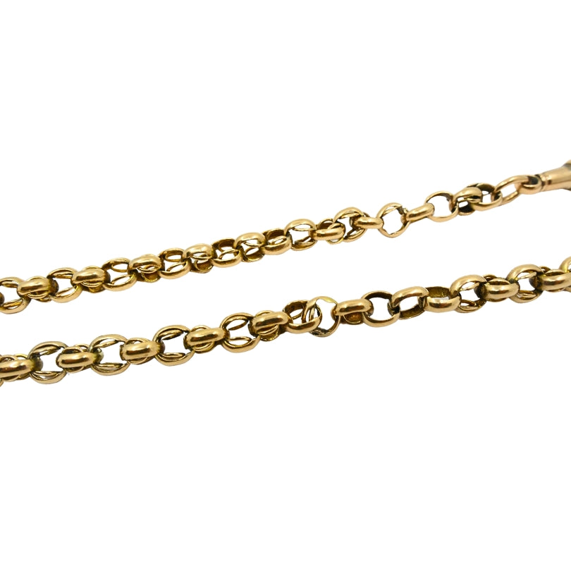 Antique 9k Gold Albert Chain Necklace Bloodstone Agate Pendant