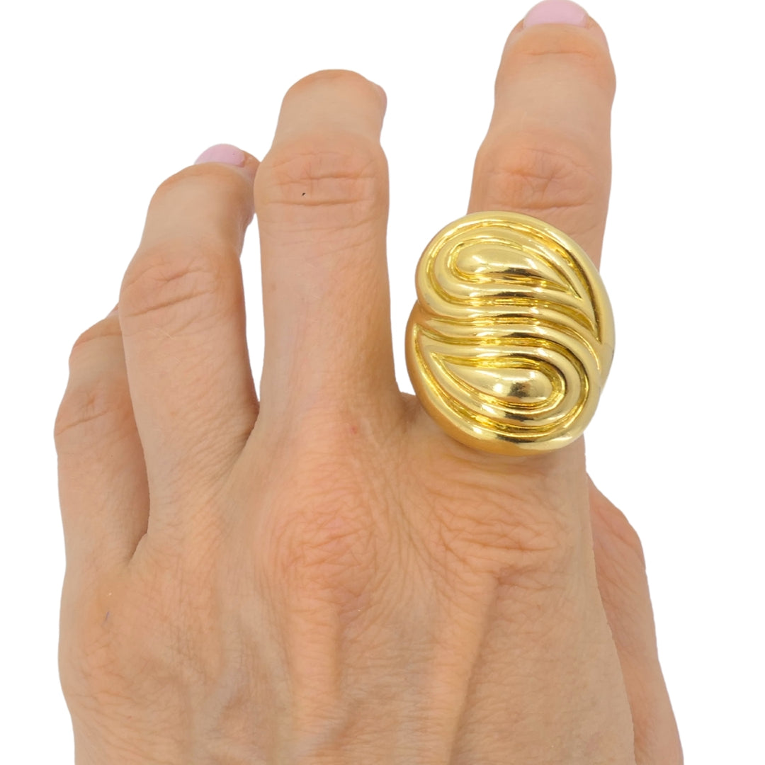 Vintage David Webb 18k Gold Cocktail Ring Sculptural Design