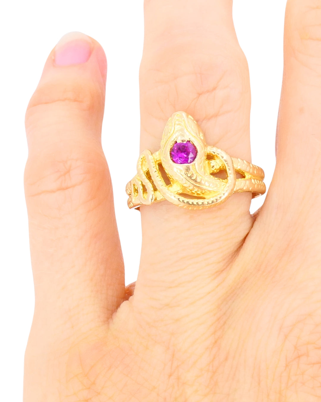 Vintage Snake Ring 14k Gold Ruby Ring Serpent Jewelry