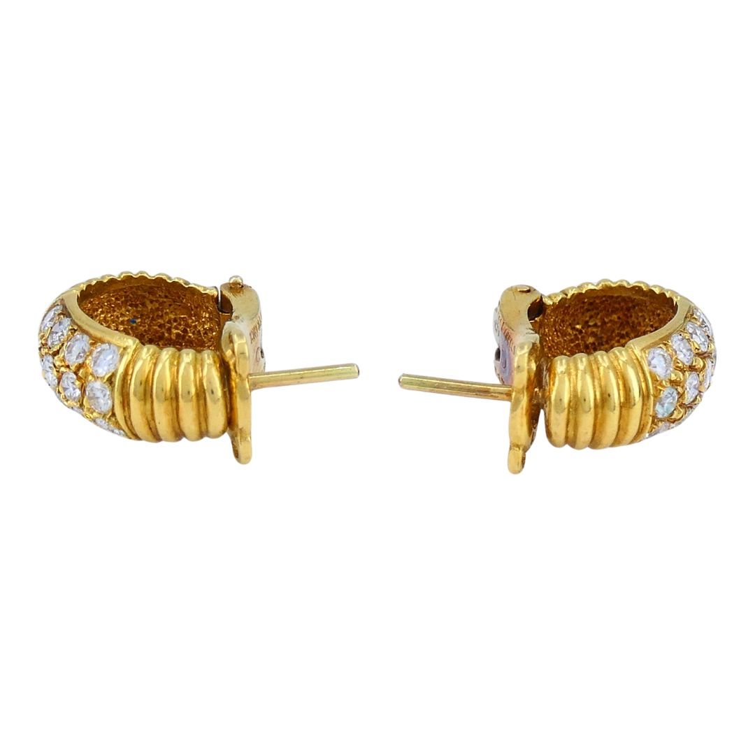 Vintage Van Cleef & Arpels 18k Gold Diamond Huggie Earrings